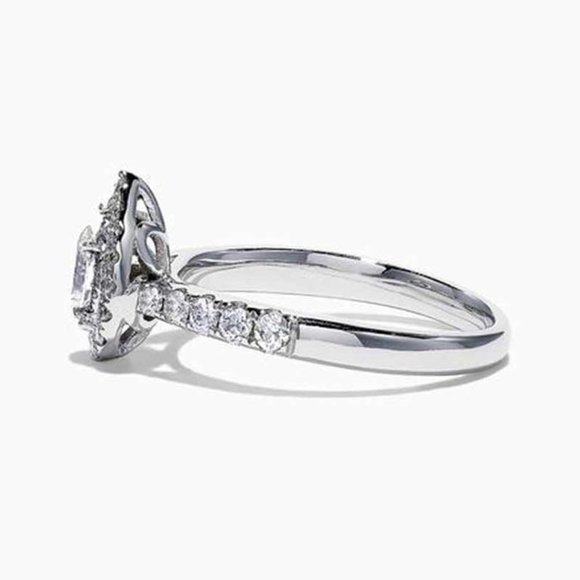 Wedding/Engagement Crystal Clear Shiny Silver Water Drop Diamond Ring, VIP203 - Picture 3 of 5